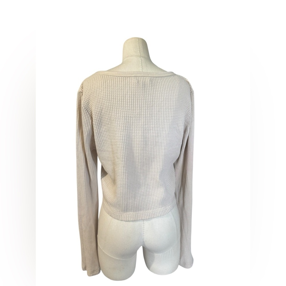 Madewell Cream Waffle-Knit Long Sleeve Crop Top - Picture 7 of 10